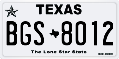 TX license plate BGS8012