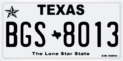 TX license plate BGS8013