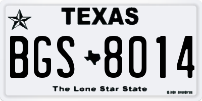 TX license plate BGS8014