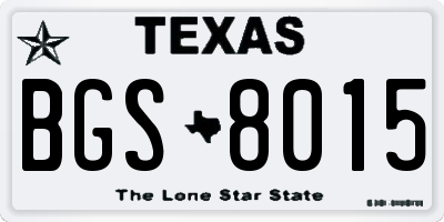 TX license plate BGS8015