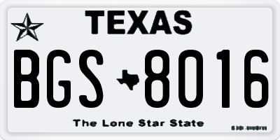 TX license plate BGS8016