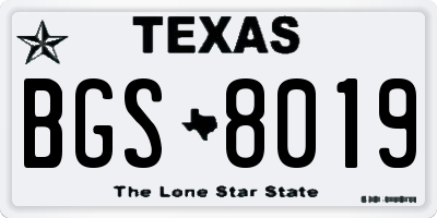 TX license plate BGS8019