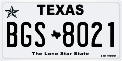 TX license plate BGS8021