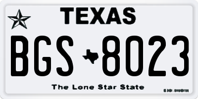 TX license plate BGS8023