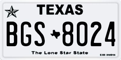 TX license plate BGS8024