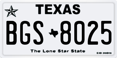 TX license plate BGS8025
