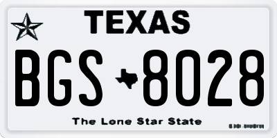 TX license plate BGS8028