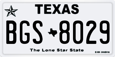 TX license plate BGS8029