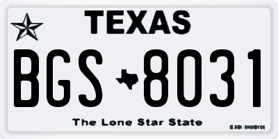 TX license plate BGS8031