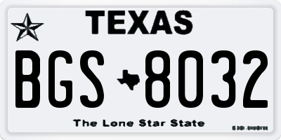 TX license plate BGS8032