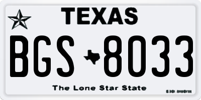 TX license plate BGS8033