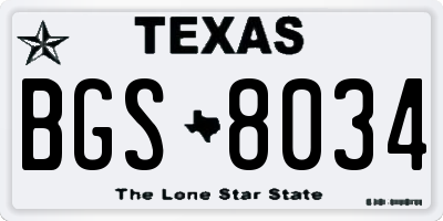 TX license plate BGS8034