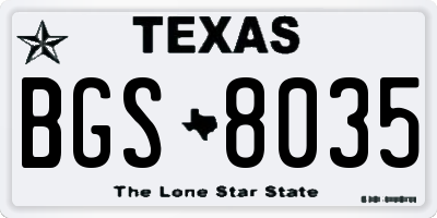 TX license plate BGS8035