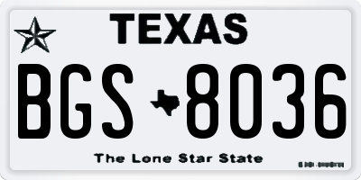 TX license plate BGS8036