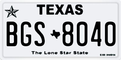 TX license plate BGS8040
