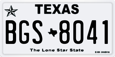 TX license plate BGS8041