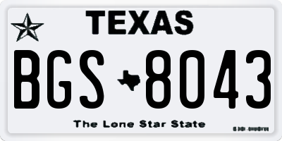 TX license plate BGS8043
