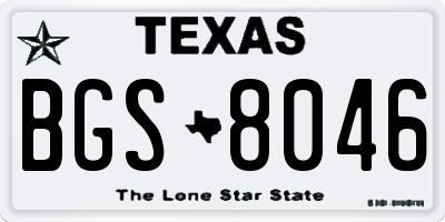TX license plate BGS8046