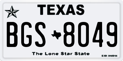 TX license plate BGS8049