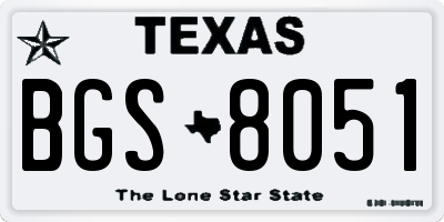 TX license plate BGS8051