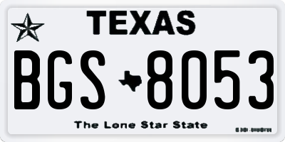 TX license plate BGS8053
