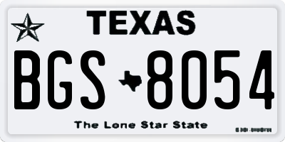 TX license plate BGS8054