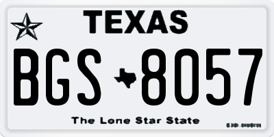 TX license plate BGS8057