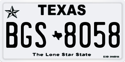 TX license plate BGS8058