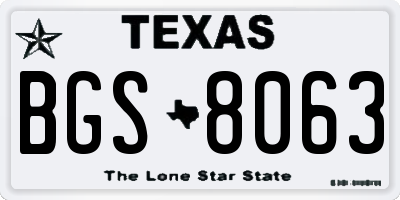 TX license plate BGS8063