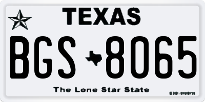 TX license plate BGS8065