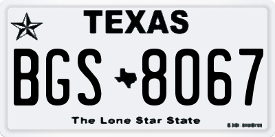 TX license plate BGS8067