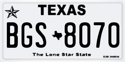 TX license plate BGS8070