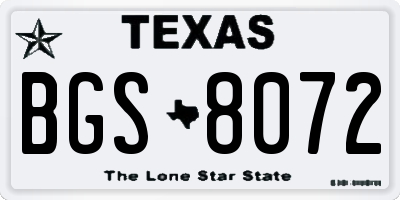 TX license plate BGS8072