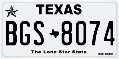 TX license plate BGS8074