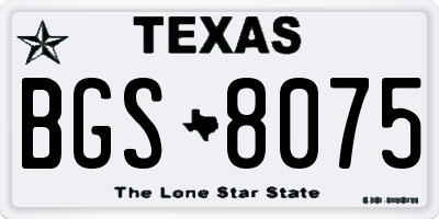 TX license plate BGS8075