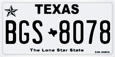 TX license plate BGS8078