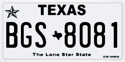 TX license plate BGS8081