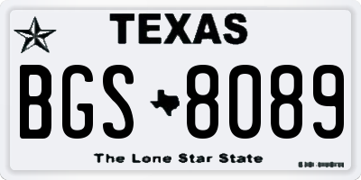 TX license plate BGS8089