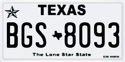 TX license plate BGS8093