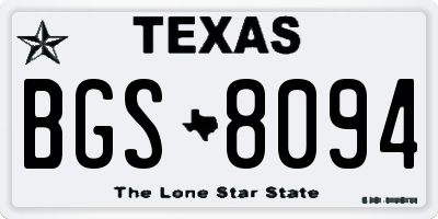 TX license plate BGS8094