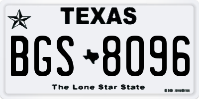 TX license plate BGS8096