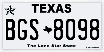 TX license plate BGS8098