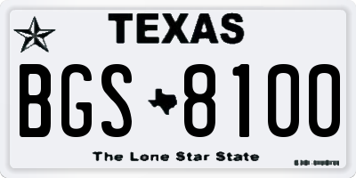 TX license plate BGS8100