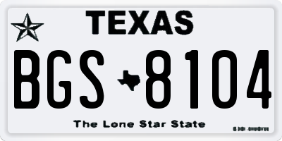 TX license plate BGS8104