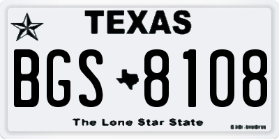 TX license plate BGS8108