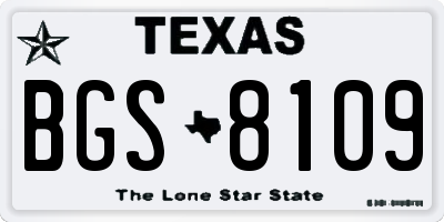 TX license plate BGS8109