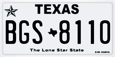TX license plate BGS8110