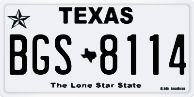 TX license plate BGS8114