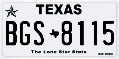 TX license plate BGS8115