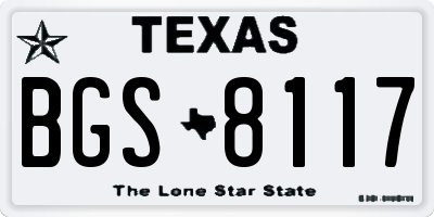 TX license plate BGS8117